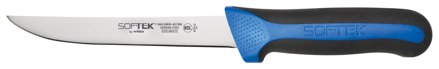 Winco KSTK-62 6" SofTek Wide Boning Knife, Soft Grip Handle