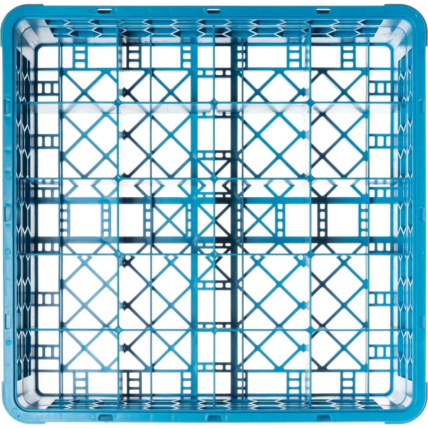 Carlisle RC20-114 Carlisle Blue 20-Compartment Polypropylene OptiClean Divided Tilted Glass Rack with 1 Open Extender