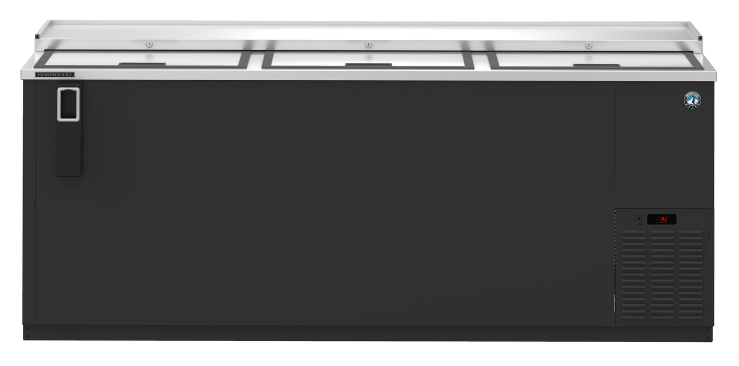 Hoshizaki CC80 Black Three Section Vinyl Back Bar Bottle Cooler, Slide Top Doors Refrigerator
