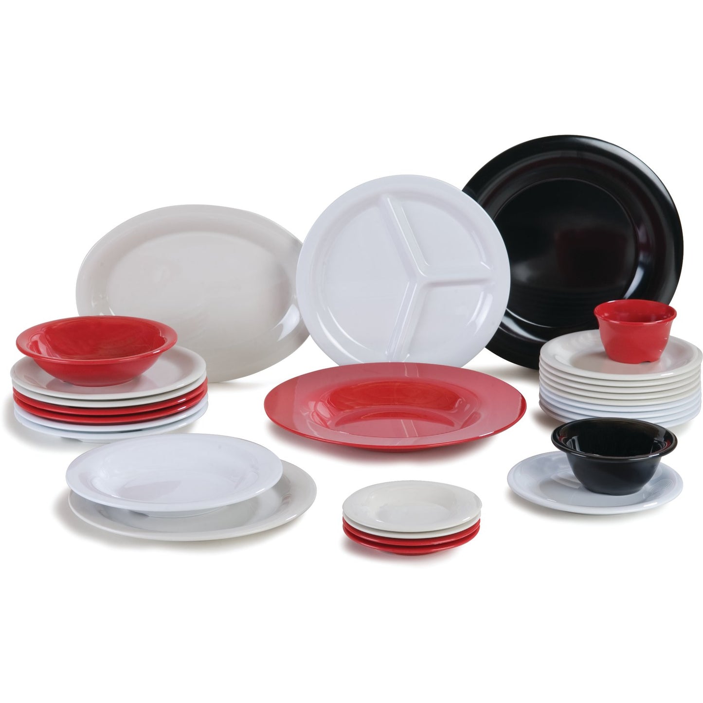 Carlisle 3308205 12" x 9" Red Sierrus Melamine Oval Platter Tray