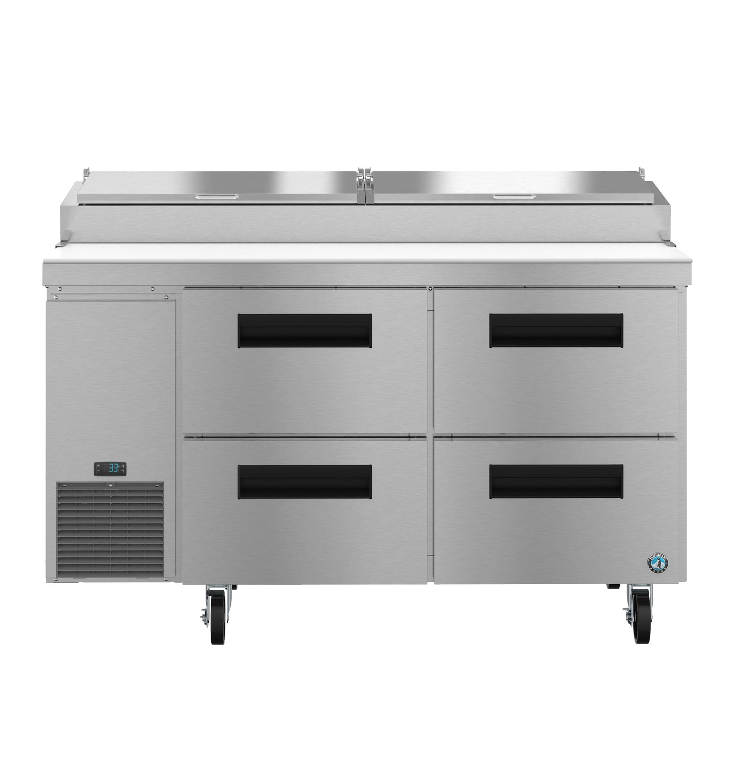 Hoshizaki PR60B-D4 Two Section Stainless Drawers Pizza Prep Table Refrigerator