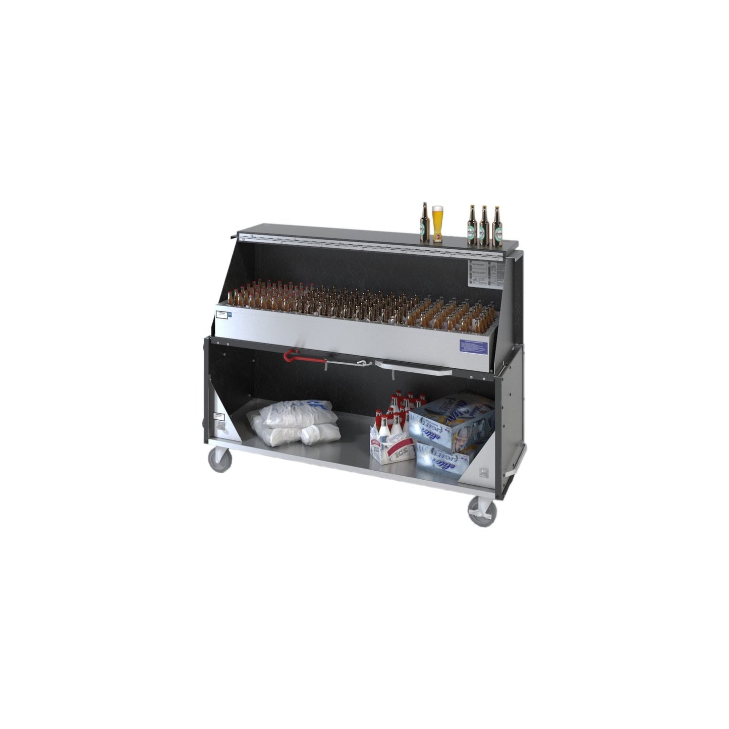 Dinex DXPPB560IBWAN 20.16" x 62.5" x 47" American Natural Aluminum Ice Bin Portable Bar