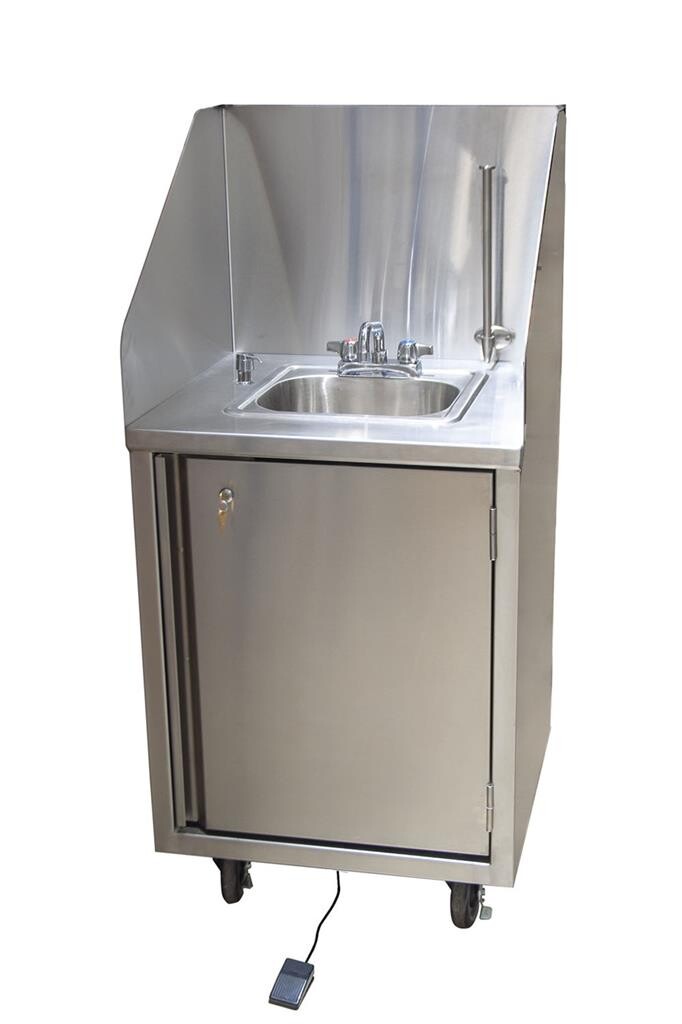 BK Resources MHS-2424-C-BKD 24"x24" Stainless Steel Mobile Handwashing Sink w/ 4" OC