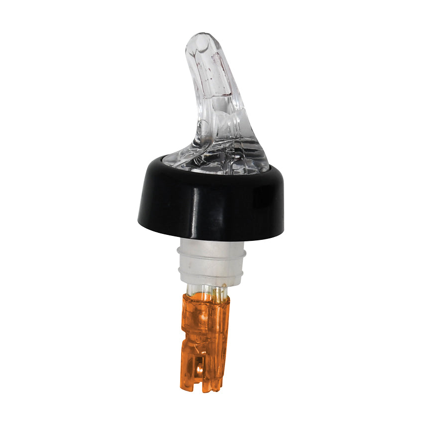 Omcan 80877 1/2 oz Clear Spout / Orange Tail Measured Liquor Pourer with Collar
