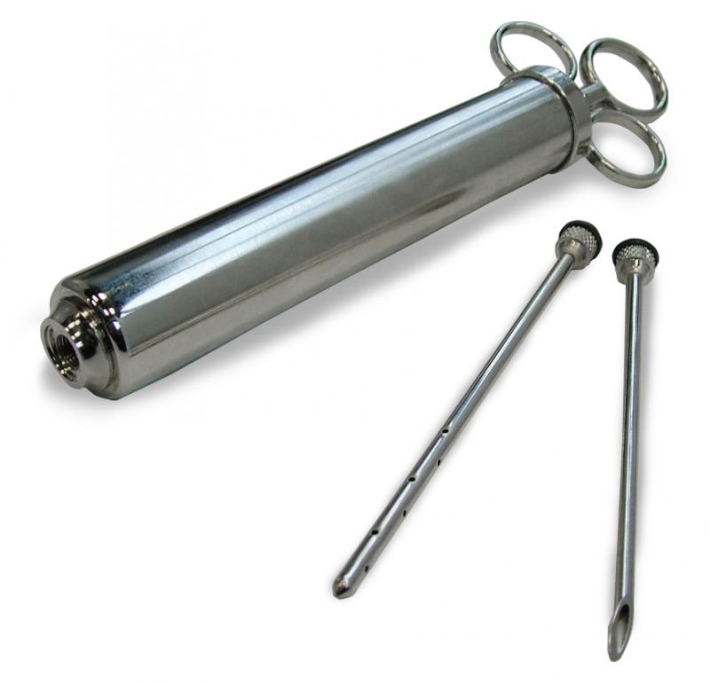 Omcan 10484 4 oz Long Meat Pump with 2 Nickel-plated Brass Needles