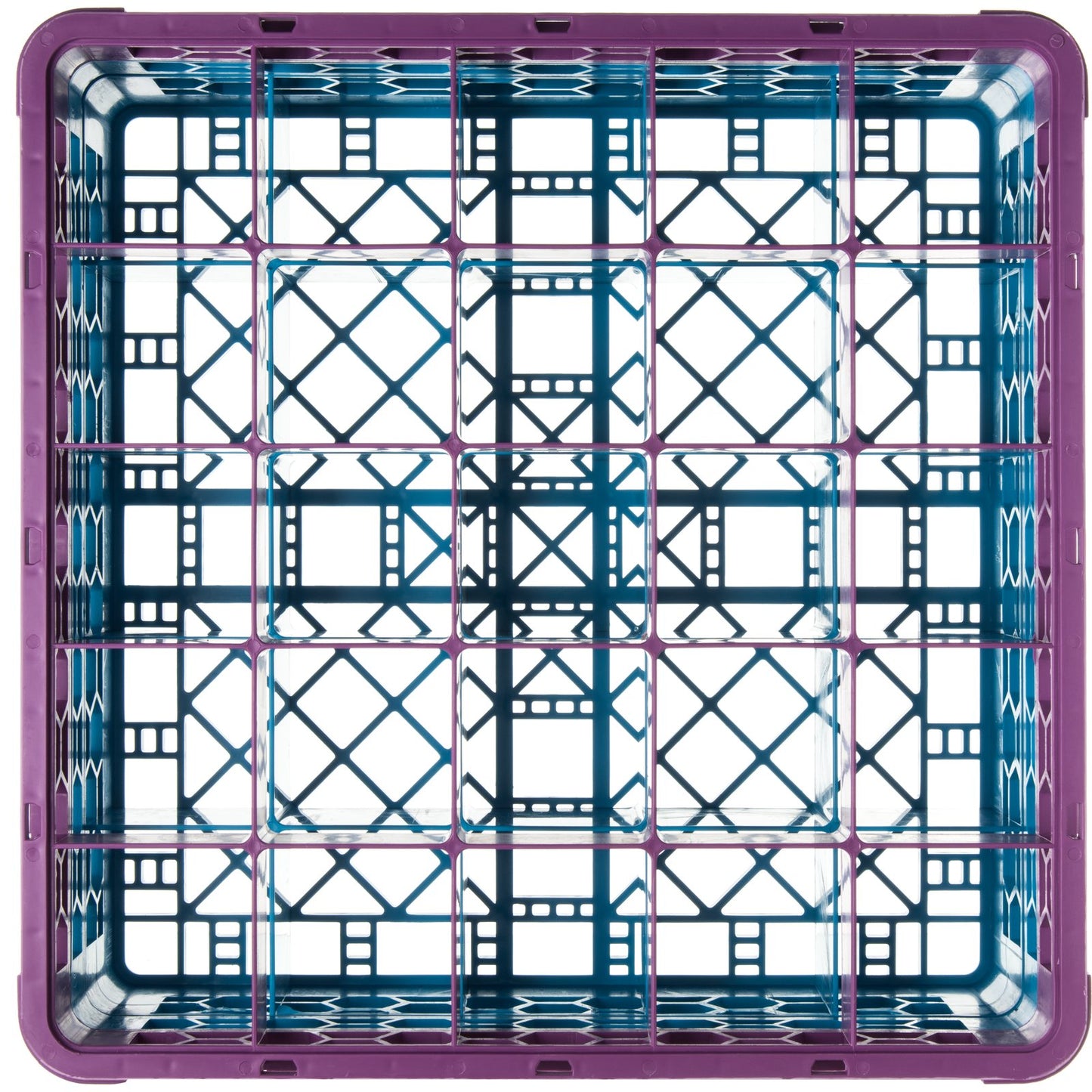 Carlisle RG25-2C414 Lavender-Carlisle Blue 25-Compartment Polypropylene OptiClean Divided Glass Rack with 2 Extenders 7.12"