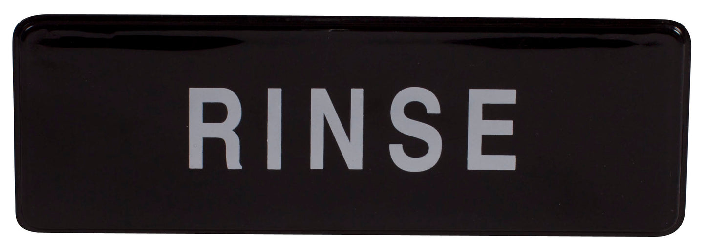 Winco SGN-327 3" x 9" Black Information Sign - "Rinse"