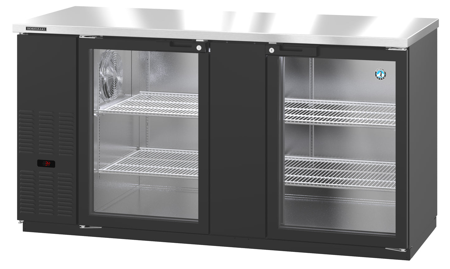 Hoshizaki BB69-G Black Two Section Vinyl Back Bar Back Bar, Glass Doors Refrigerator