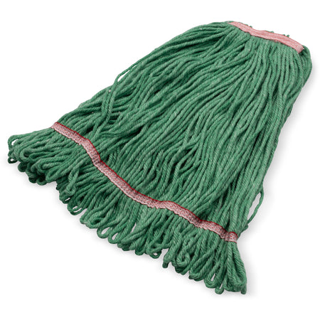 Carlisle 369325M09 Large Green Acrylic Fiber Anti-Microbial Looped-End Mop with Red Band