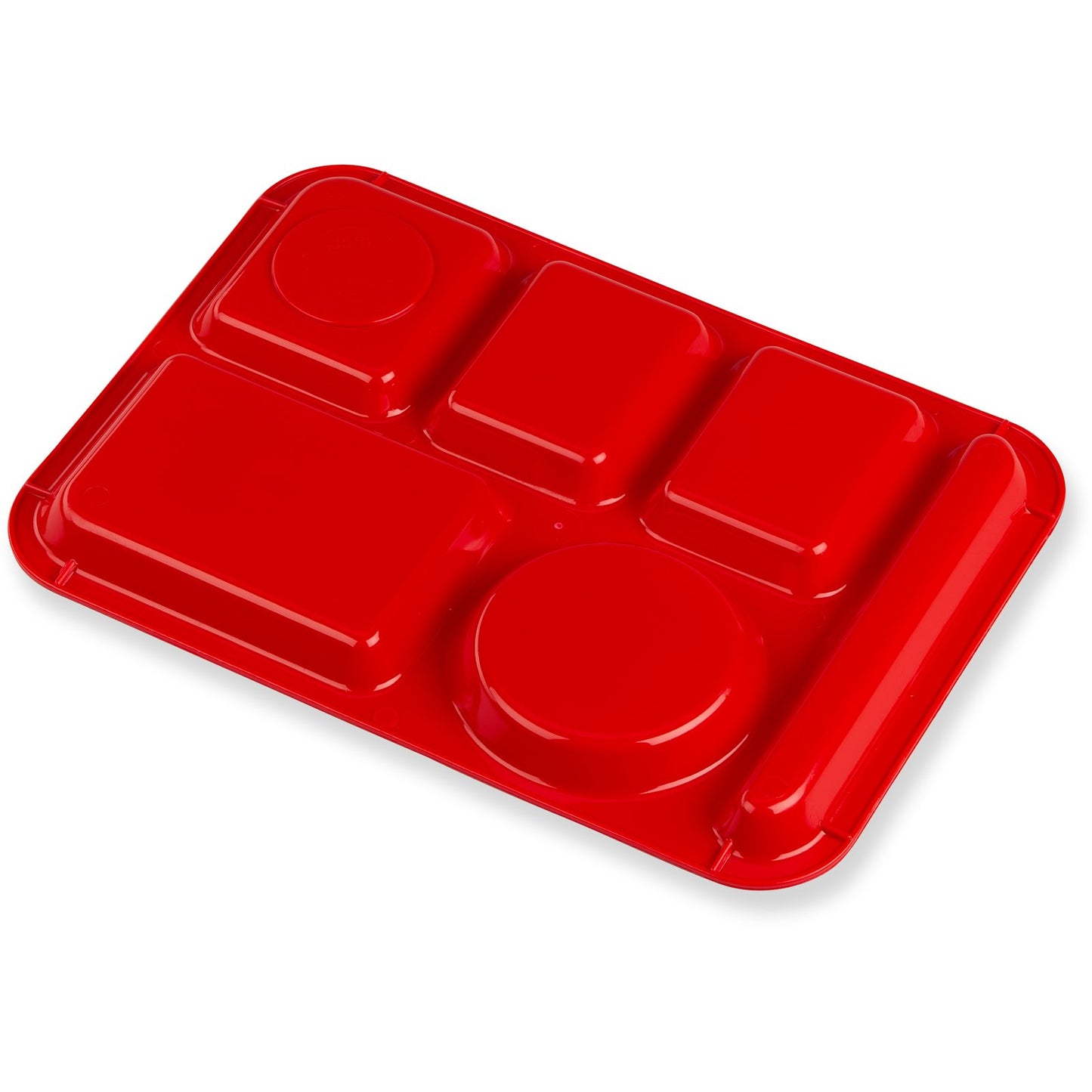 Carlisle P61405 10" x 14" Red 6-Compartment Polypropylene Left-Hand Tray