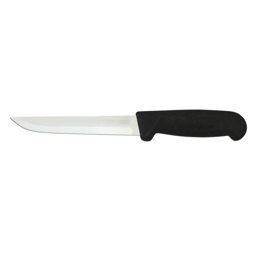 Omcan 11637 6-inch Straight Blade Boning Knife with Black Polypropylene Handle