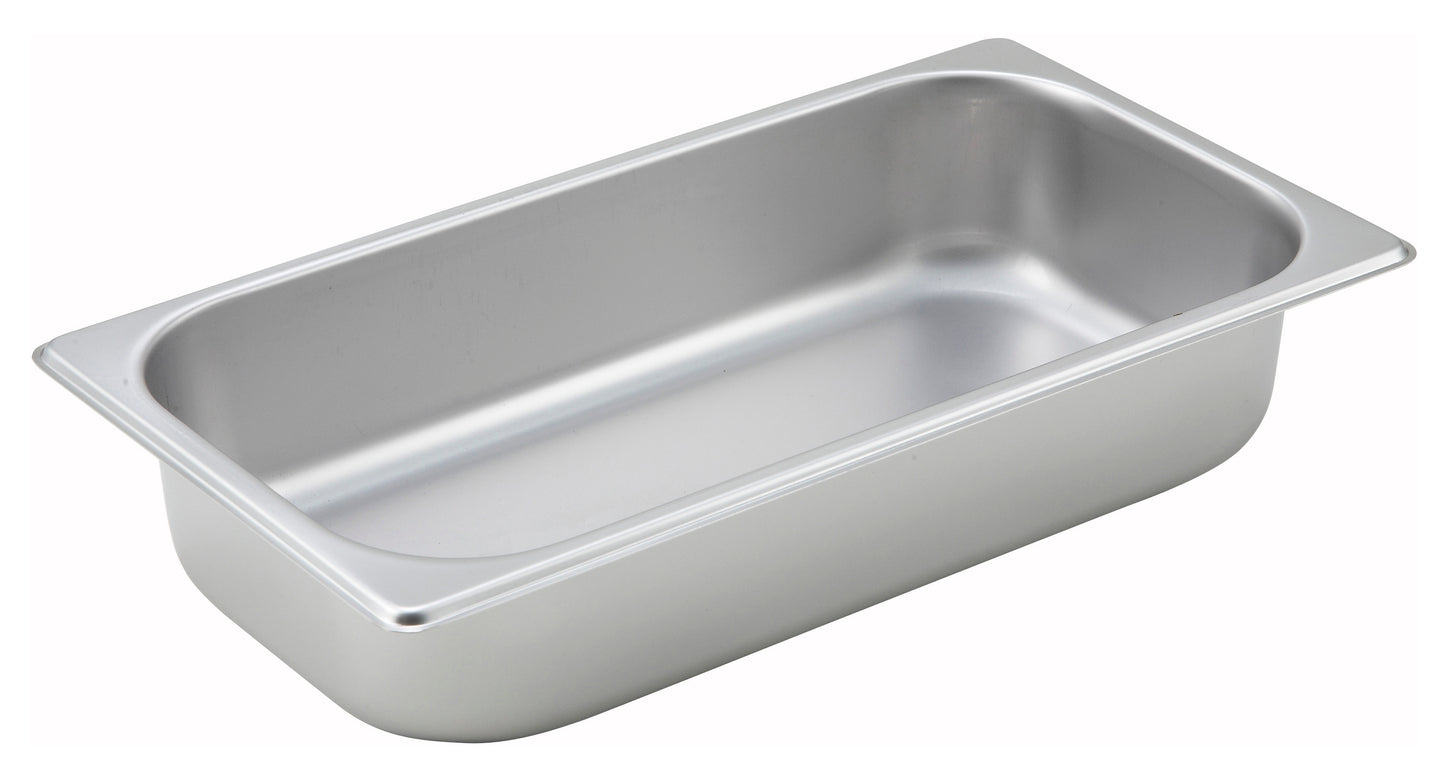Winco SPT2 1/3 Size Stainless Steel Straight-sided Steam Pan, 2-1/2" Deep