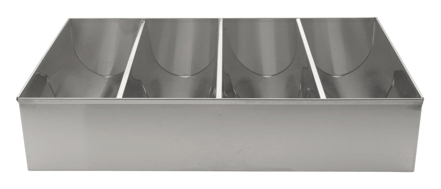 Winco SCB-4 4-Compartment Stainless Steel Cutlery Bin