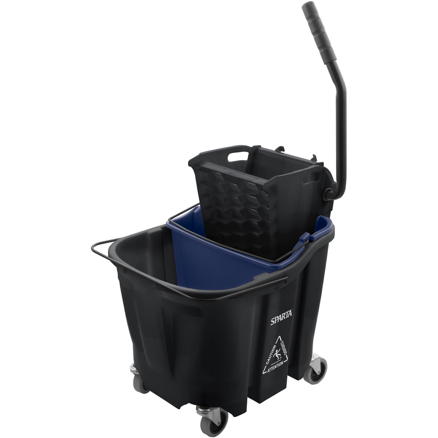Sparta 9690403 35 Qt Black Polypropylene OmniFit Mop Bucket Combo - Side Press Wringer & Soiled Water Insert
