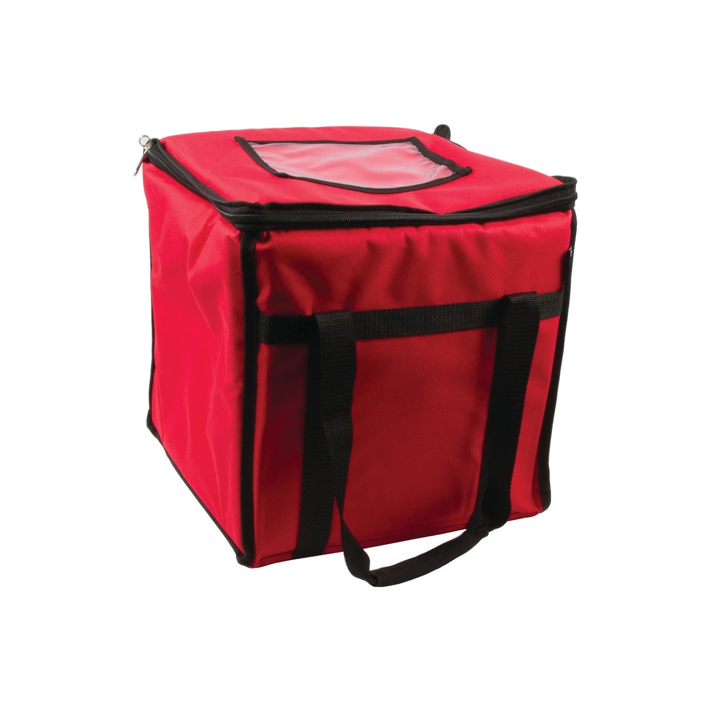 San Jamar FC1212-RD 12" x 12" x 12" Red Nylon Insulated Food Delivery Bag