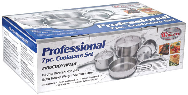 Winco SPC-7H Stainless Steel 7-Piece Cookware Set