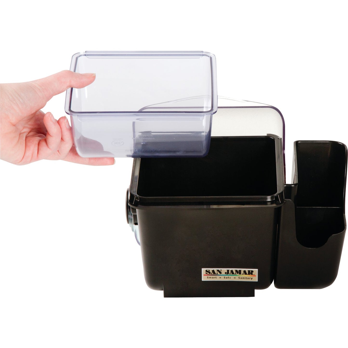San Jamar BD2002CAR 1 Qt Black Mini Dome Condiment Holder with Snap-On Caddy