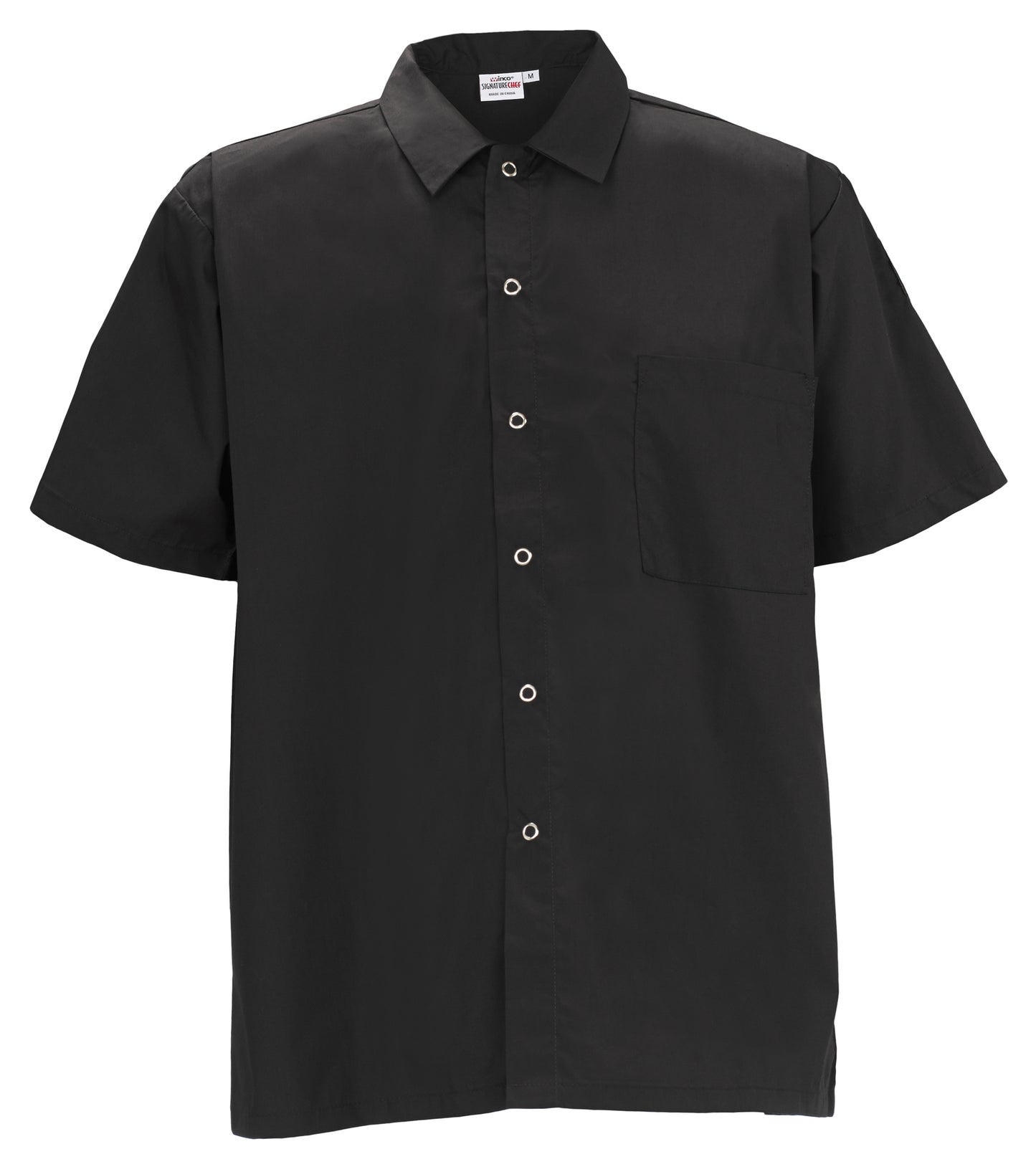 Winco UNF-1KL Large Black Cook Shirt, Short Sleeves