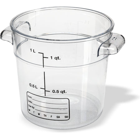 Carlisle 1076107 1 Qt Clear Round Polycarbonate StorPlus Food Storage Container