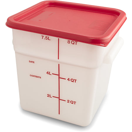 Carlisle 11963PE02 8 Qt White Square Polyethylene Food Storage Container