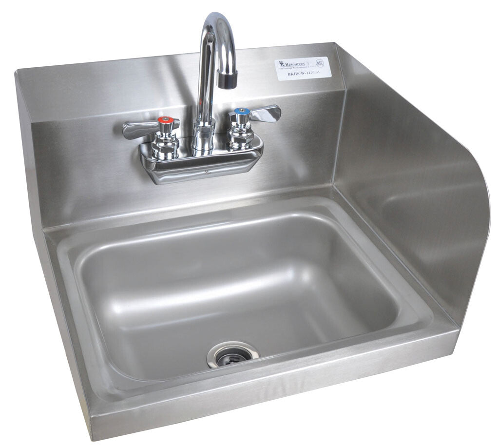 BK Resources BKHS-W-1410-RS-P-G Stainless Steel Hand Sink with Eye Wash Station, Faucet 14”x10”x5”
