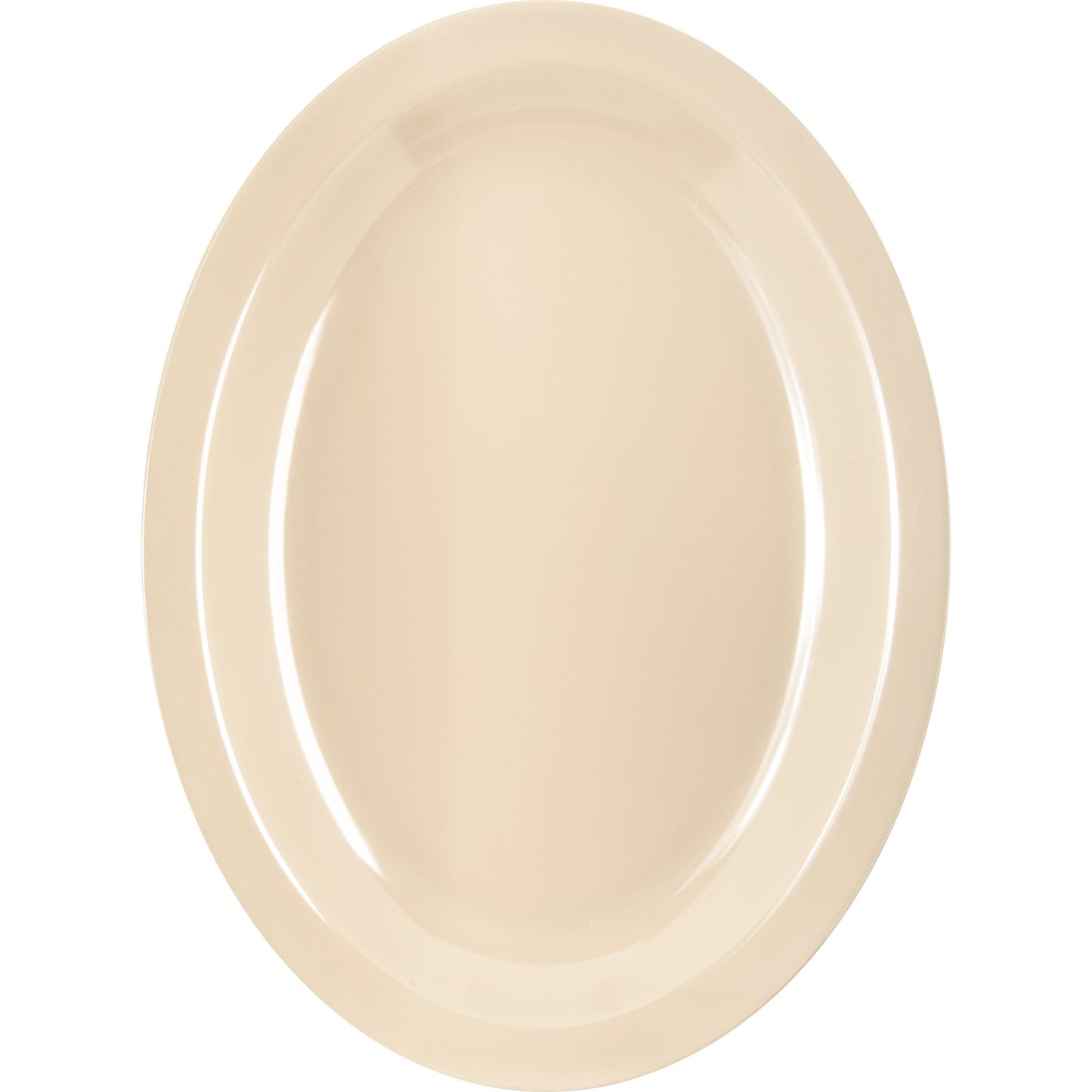 Carlisle KL12725 12" x 9" Tan Kingline Melamine Oval Platter Tray