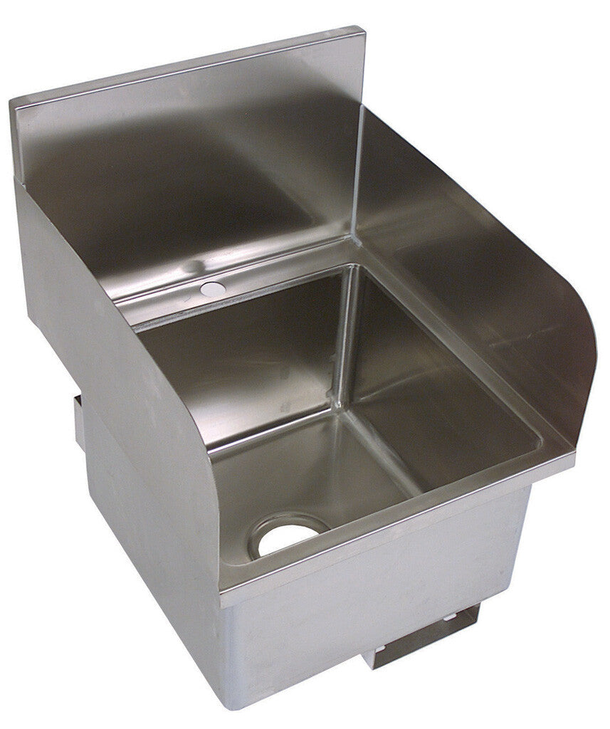 BK Resources BKHS-D-1616-SS Stainless Steel Hand Sink with Side Splashes 16X16 16 GA