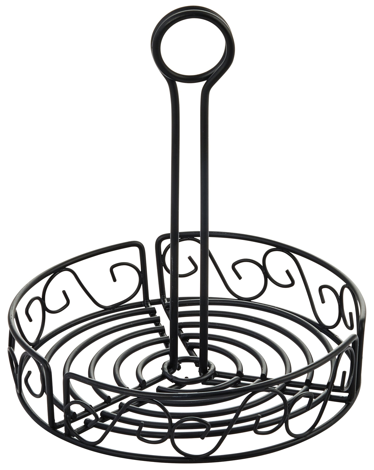 Winco WBKH-7R 7-1/2" Black Round Wire Condiment Caddy