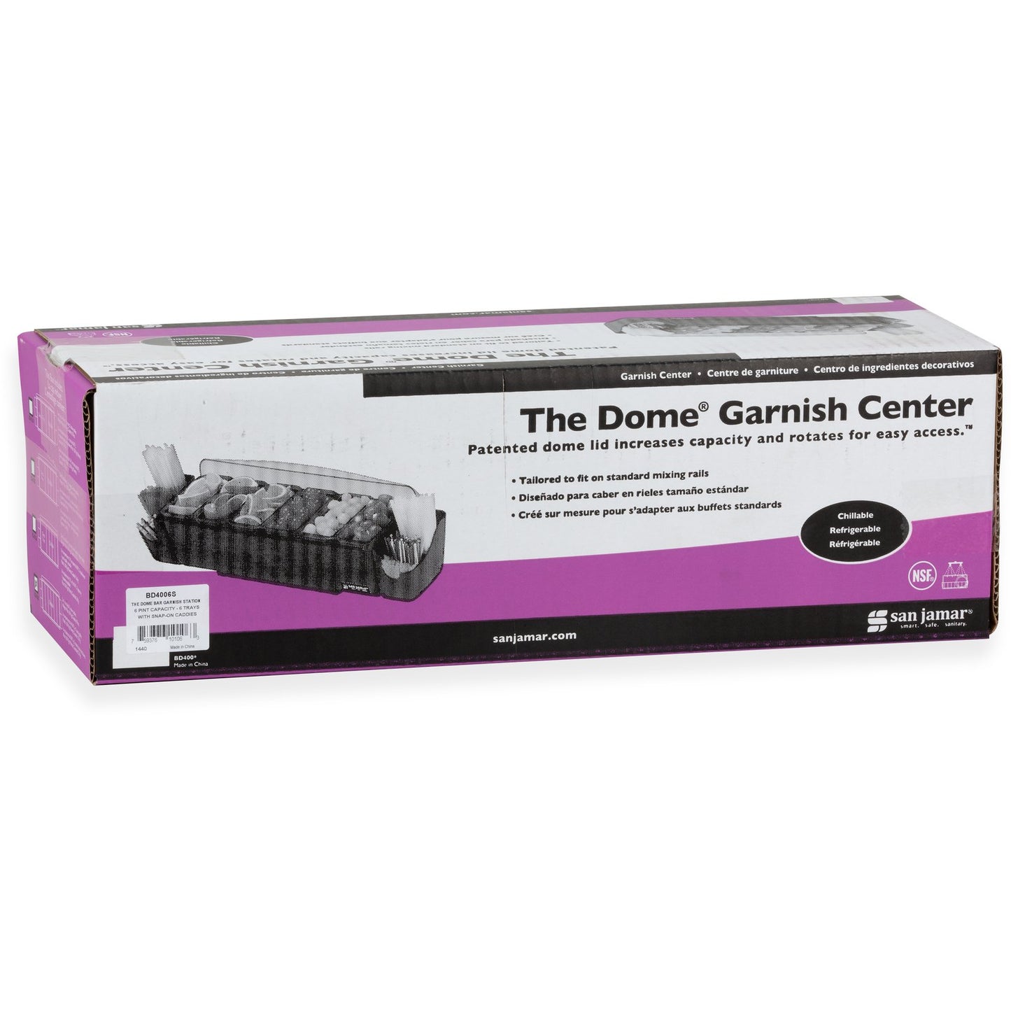 San Jamar BD4006S 6 Pint Black 6-Tray Dome Garnish Center
