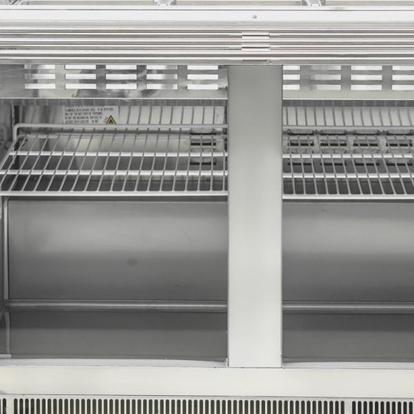 Omcan 50089 60" Stainless Steel Refrigerated Salad Bar / Cold Food Table with Sneeze Guard, Tray Slide and Pan Covers