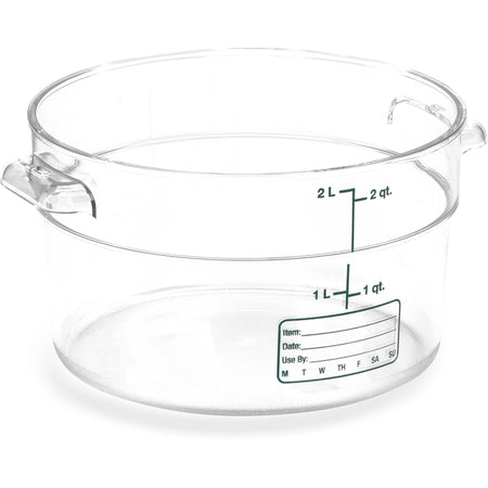 Carlisle 1076307 2 Qt Clear Round Polycarbonate StorPlus Food Storage Container