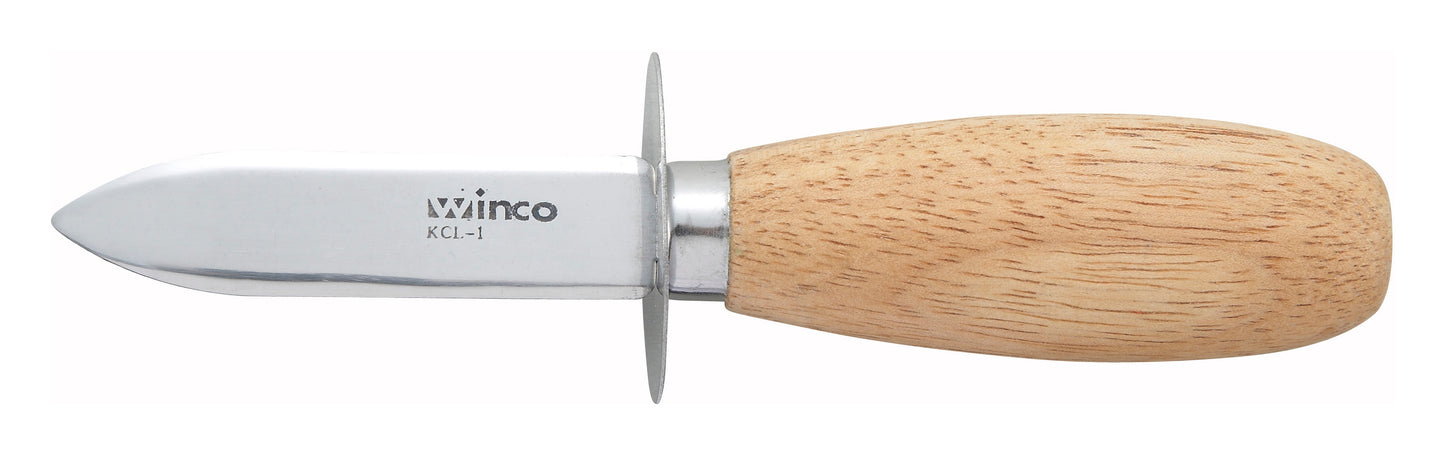 Winco KCL-1 2-3/4" Oyster/Clam Knife, Wooden Handle