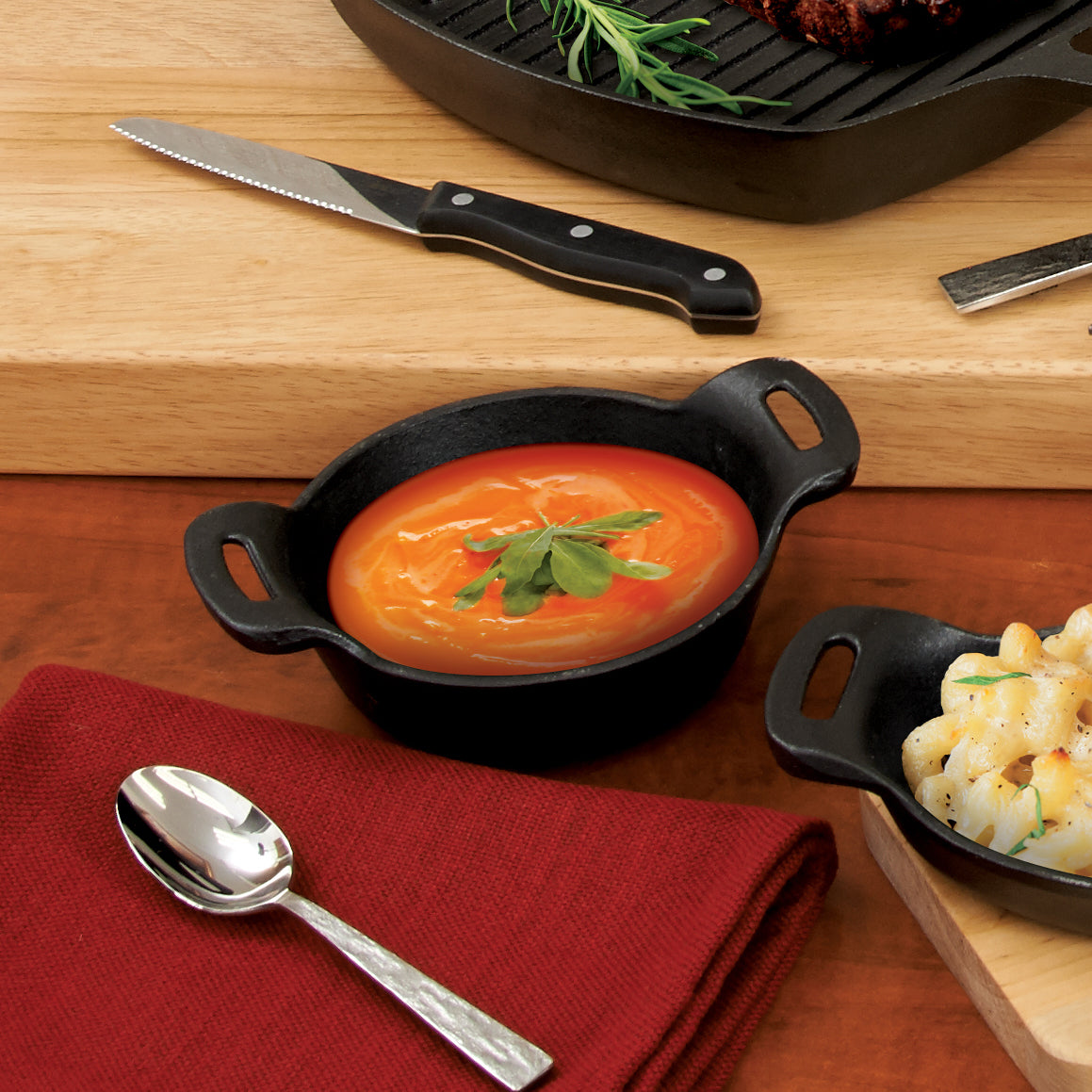 Winco CASM-5R 12 oz. Matte Black Enamel Mini Cast Iron Induction Server