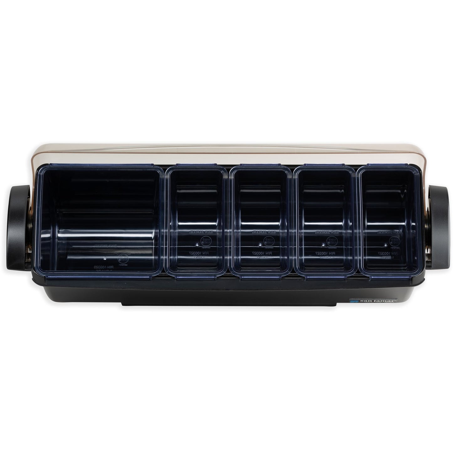 San Jamar BD4005S 8 Pint Black 5-Tray Dome Garnish Center