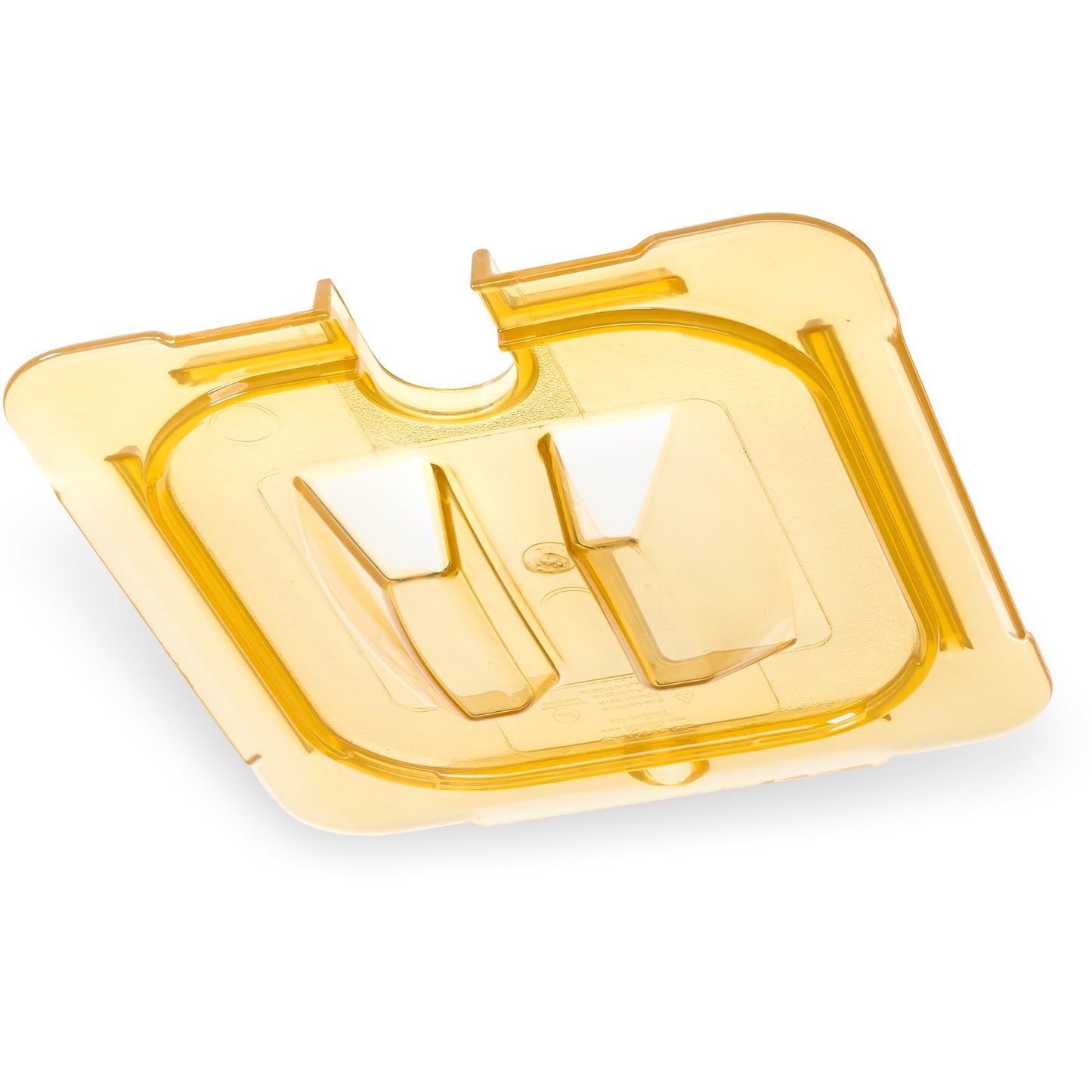 Carlisle 10511U13 1/6 Size Amber High Heat Plastic StorPlus Handled Notched Universal Food Pan Lid