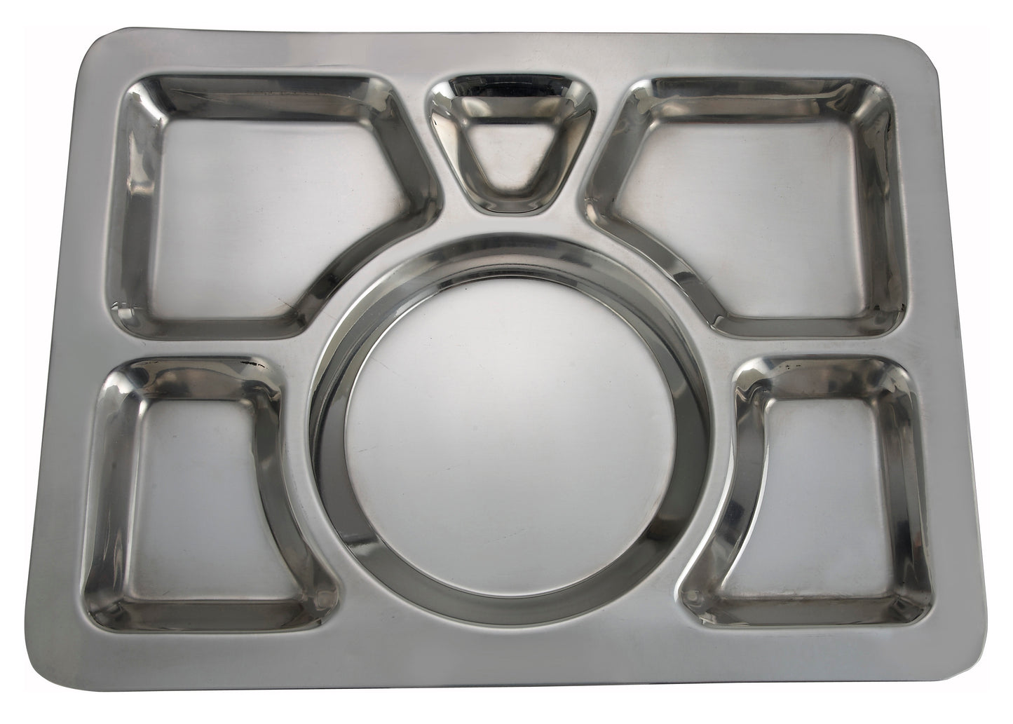 Winco SMT-1 6-Compartment Stainless Steel Mess Tray (Style A)