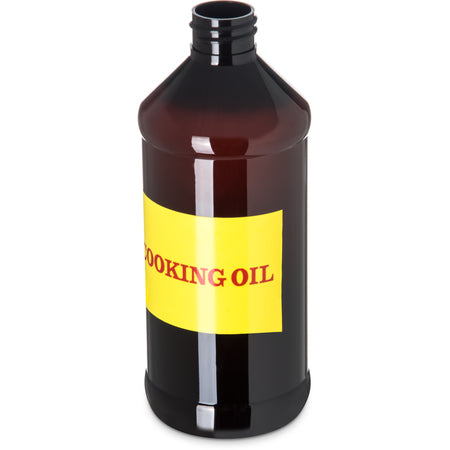 Carlisle 381613 16 oz Amber Polyethylene Bottle w/ Label