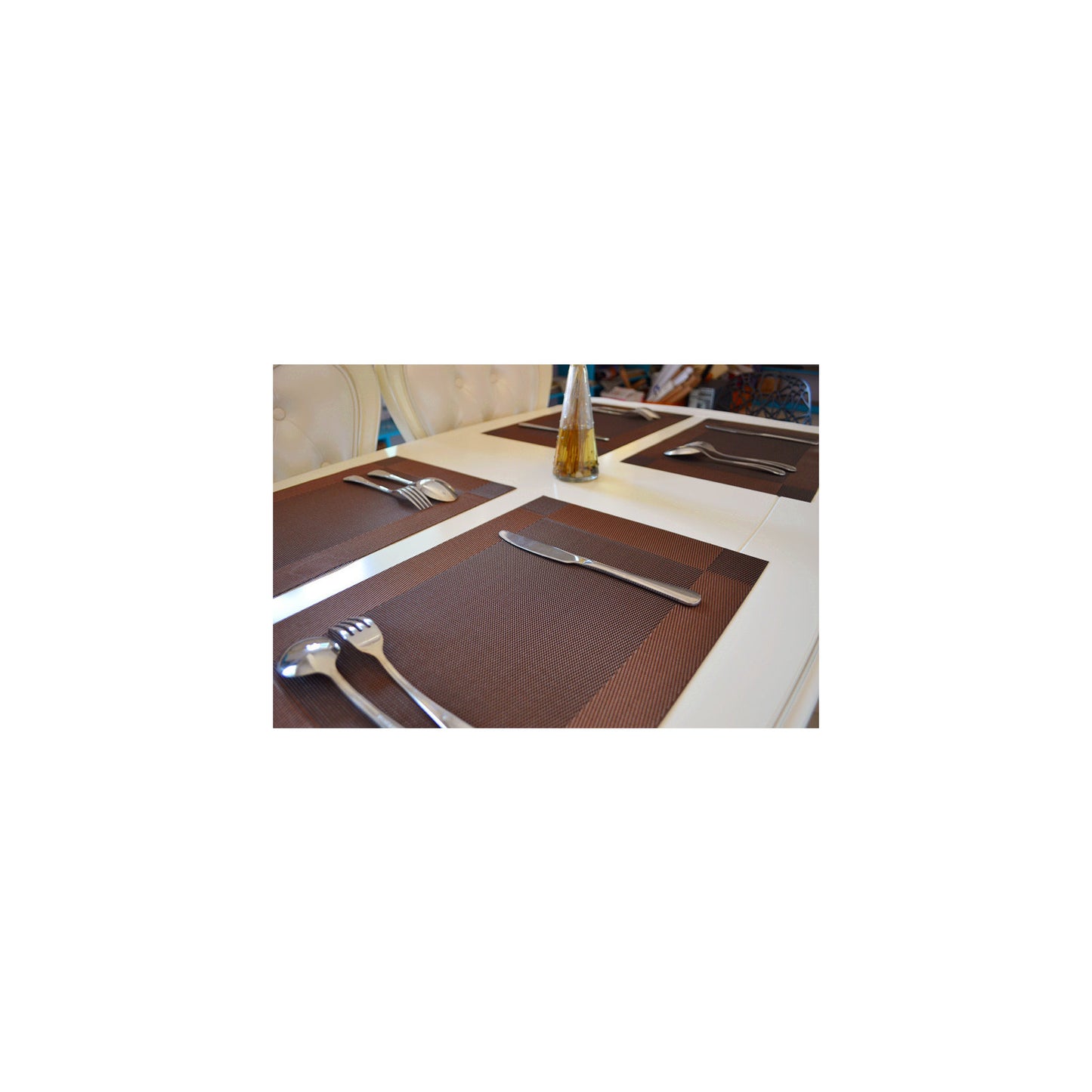 Carlisle PMTAO006 12" x 18" Beige Vinyl Cityscape Placemat
