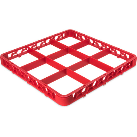 Carlisle RE9C05 Red 9-Compartment Polypropylene OptiClean Divided Glass Rack Extender 1.78"