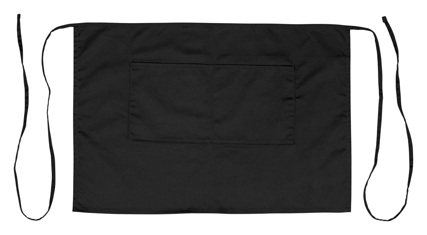 Winco WA-2819K 28"x19" Black Bistro Apron, Half Size