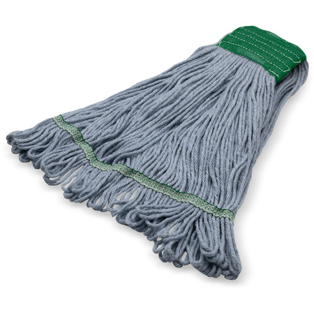 Carlisle 369551B14 Medium Blue Cotton 4 Ply Looped-End Mop w/ Green Band