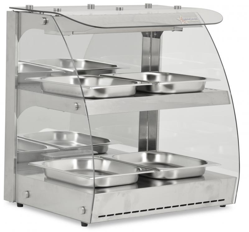 Omcan 43121 25-inch Double Shelf Full Service Heated Display Case with 100L capacity