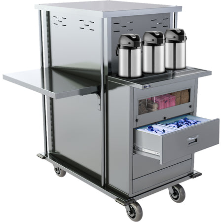 Carlisle DXPTQCDISPENSER Stainless Steel Bedside Service Options TQ Compact Meal Delivery Cart