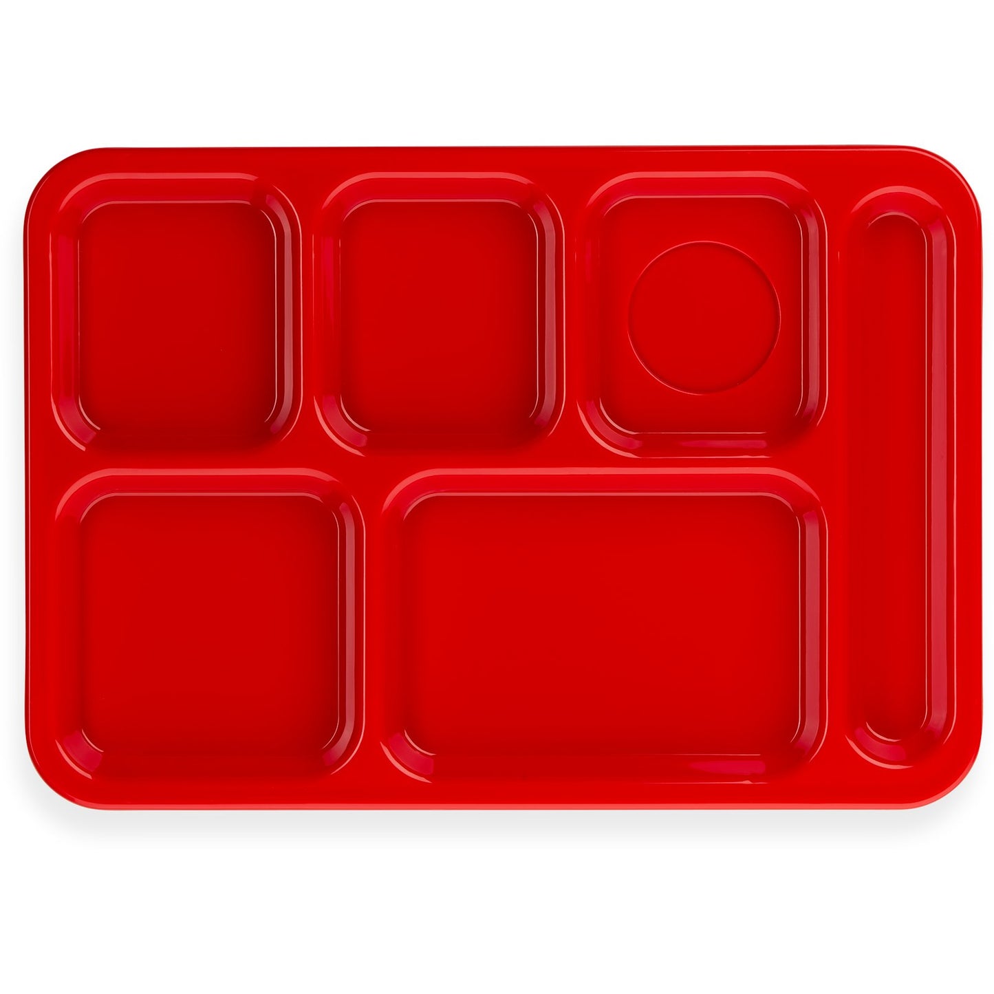 Carlisle P614R05 10" x 14" Red 6-Compartment Polypropylene Right-Hand Tray