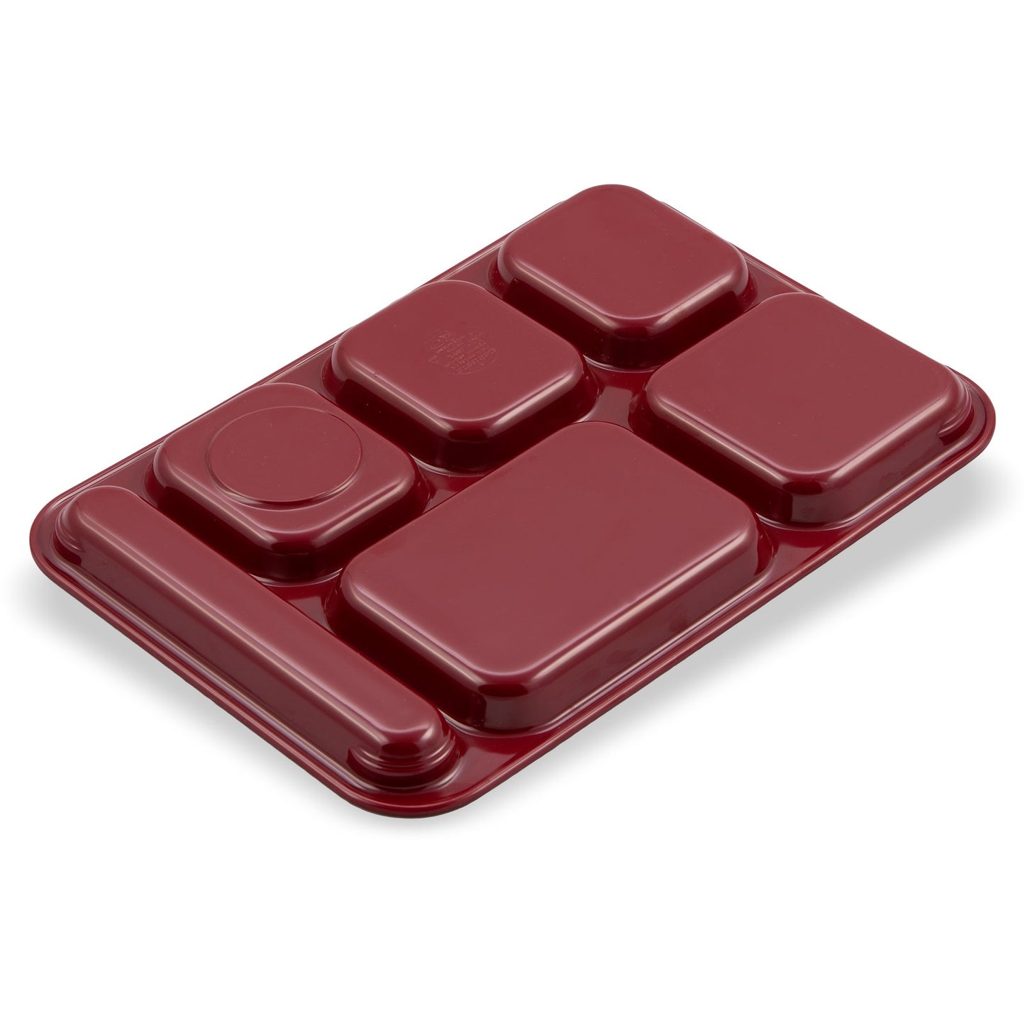 Carlisle 4398885 14.5" x 10" Dark Cranberry 6-Compartment Melamine Right Hand Tray