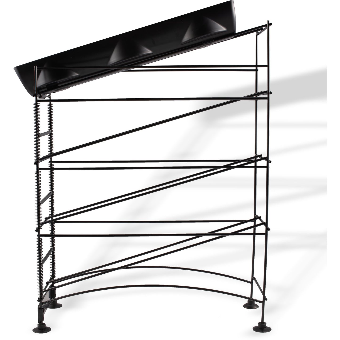 San Jamar C8504WF Black 4-Tier Wireworks Cup and Lid Dispenser Organizer