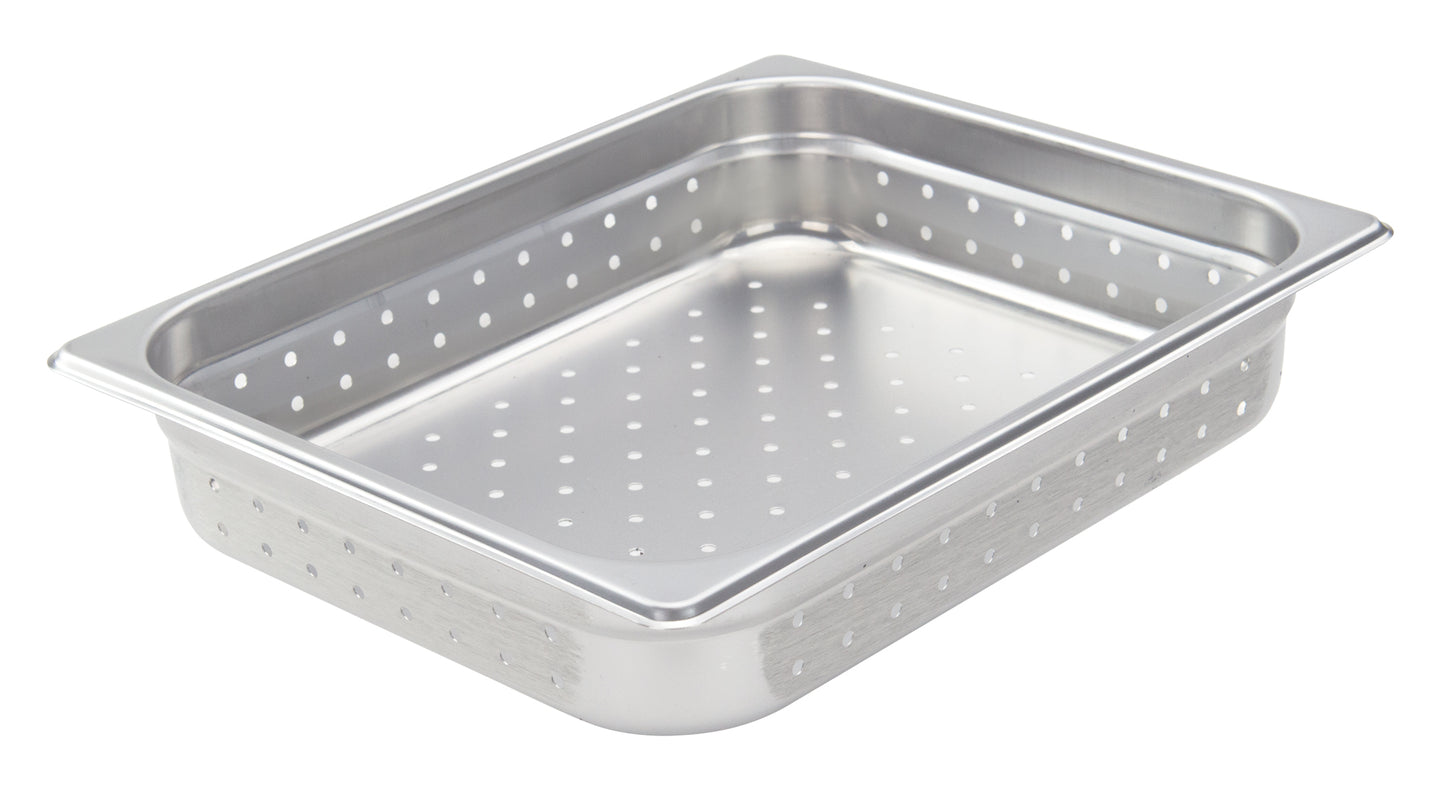 Winco SPJH-202PF Half Size Stainless Steel Perforated Steam Pan, 2-1/2" Deep