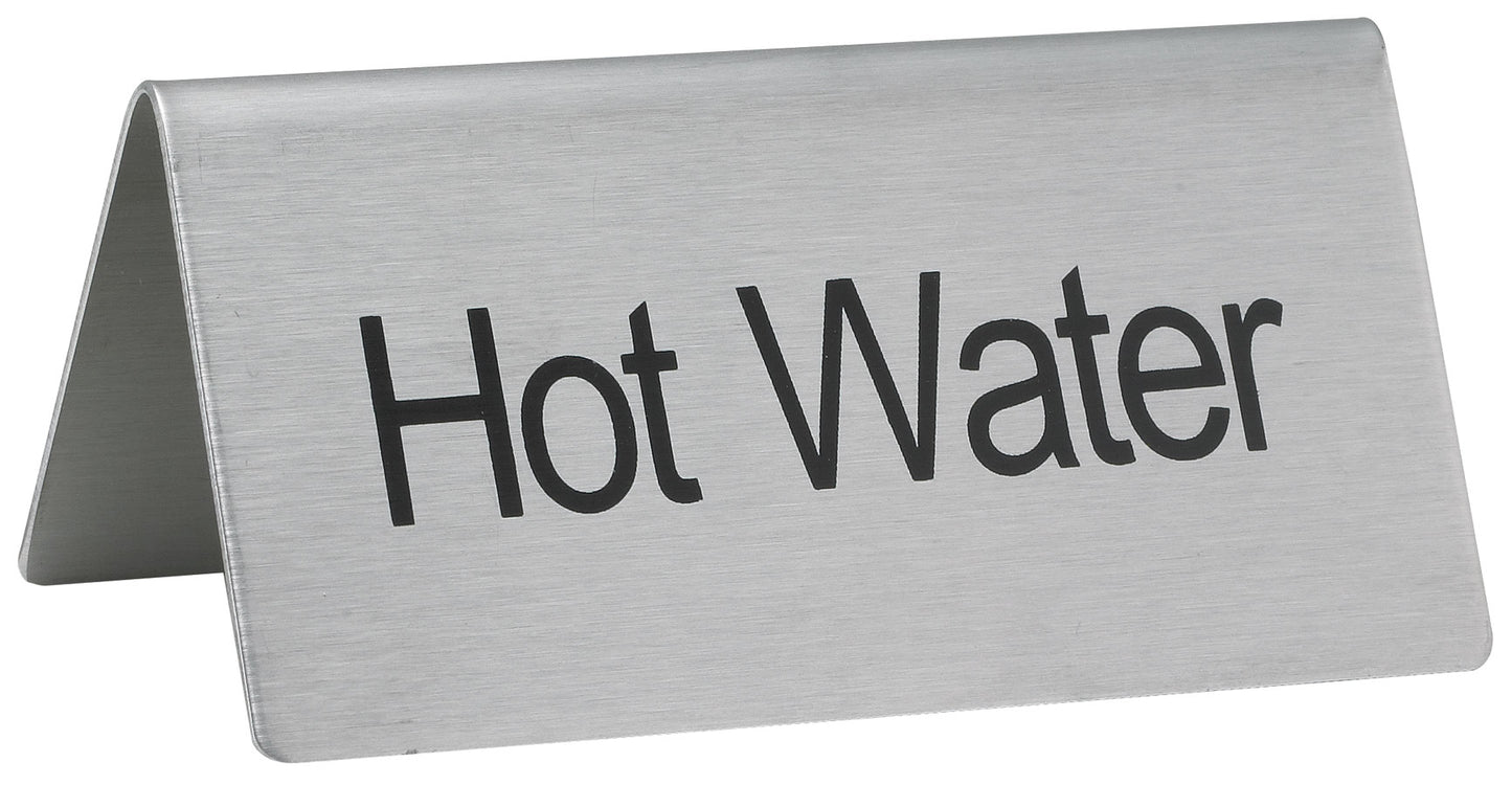 Winco SGN-104 Stainless Steel Tent Sign - "Hot Water"