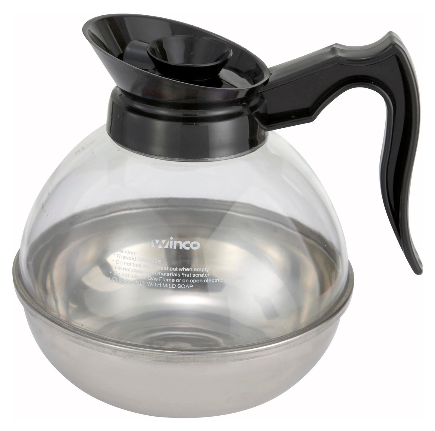 Winco CD-64K 64 oz. Black Stainless Steel Base Coffee Decanter