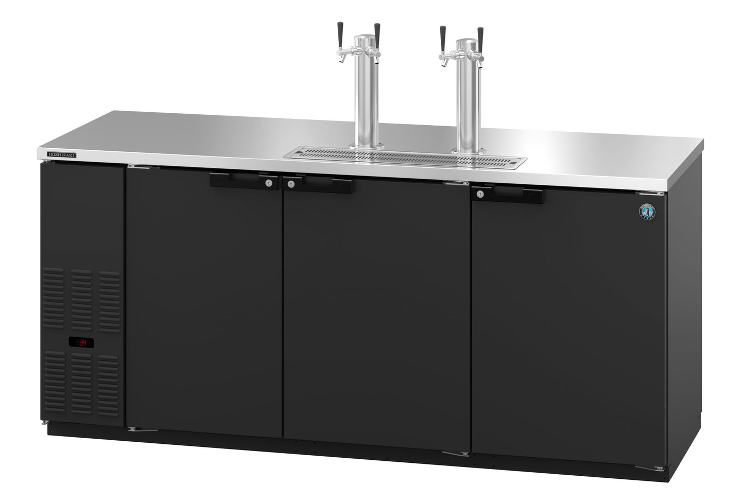 Hoshizaki DD80 Black Three Section Vinyl Back Bar Direct Draw, Solid Doors Refrigerator